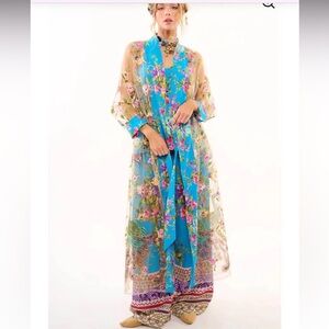 Aratta Garden of Eden Birds Butterfly Mesh Duster Peacock